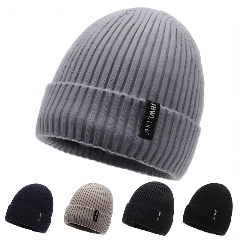 帽子男冬季保暖针织帽韩版潮加绒加厚毛线帽女户外骑车防寒套头帽